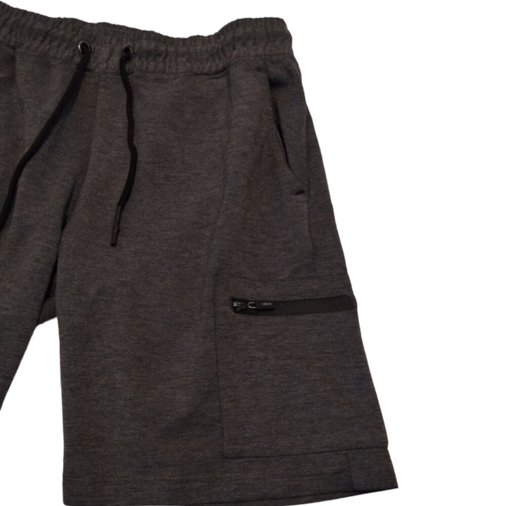 Tahari Men's Cargo Tech Shorts Sz L Heather Gray Elastic Waist Training Workout - Picture 3 of 5